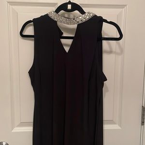 Black wedding guest dress with gem detailing